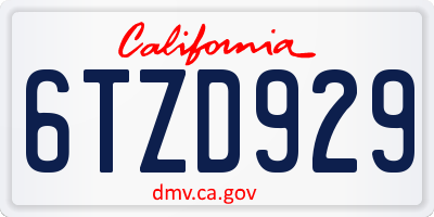 CA license plate 6TZD929