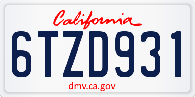 CA license plate 6TZD931