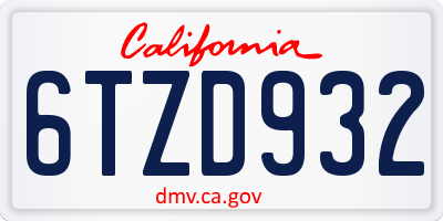CA license plate 6TZD932
