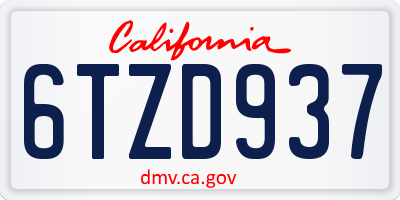 CA license plate 6TZD937