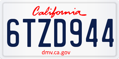 CA license plate 6TZD944