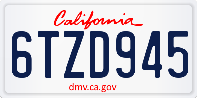 CA license plate 6TZD945