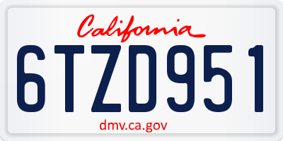 CA license plate 6TZD951