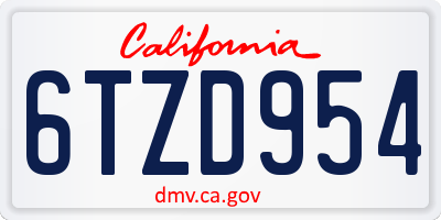CA license plate 6TZD954