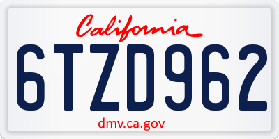 CA license plate 6TZD962