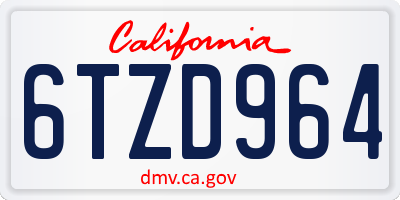 CA license plate 6TZD964