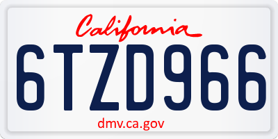 CA license plate 6TZD966