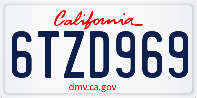 CA license plate 6TZD969