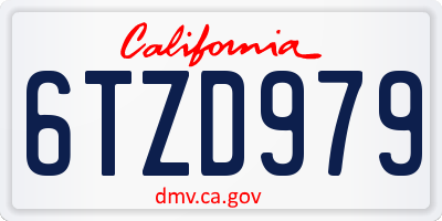 CA license plate 6TZD979