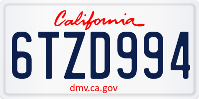 CA license plate 6TZD994