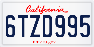 CA license plate 6TZD995
