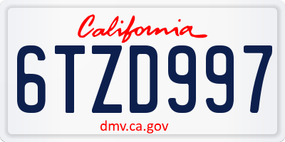 CA license plate 6TZD997