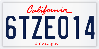 CA license plate 6TZE014