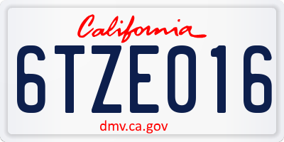 CA license plate 6TZE016