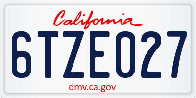 CA license plate 6TZE027