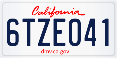 CA license plate 6TZE041