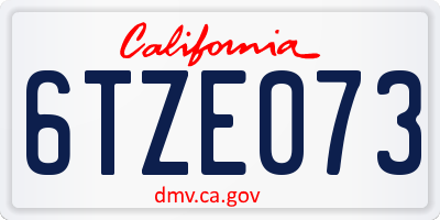 CA license plate 6TZE073