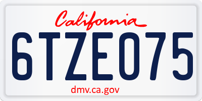 CA license plate 6TZE075