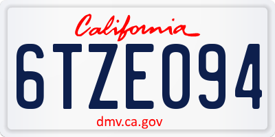 CA license plate 6TZE094
