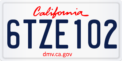 CA license plate 6TZE102