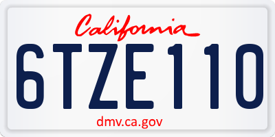 CA license plate 6TZE110
