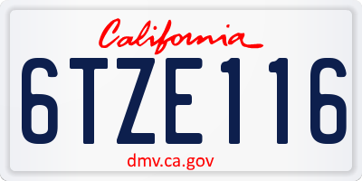 CA license plate 6TZE116