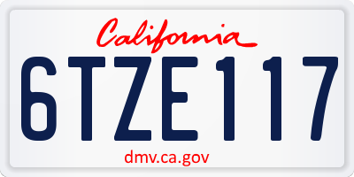 CA license plate 6TZE117