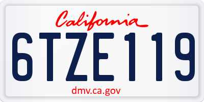 CA license plate 6TZE119