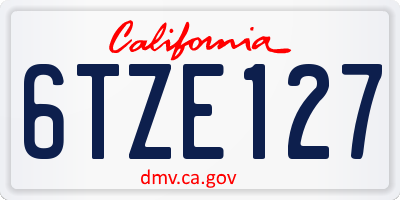 CA license plate 6TZE127