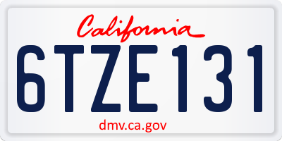 CA license plate 6TZE131
