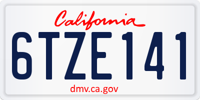 CA license plate 6TZE141