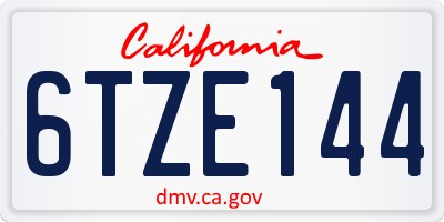 CA license plate 6TZE144