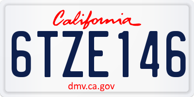 CA license plate 6TZE146