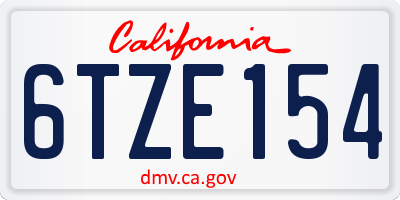 CA license plate 6TZE154