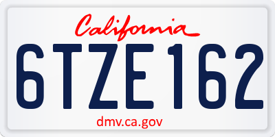 CA license plate 6TZE162