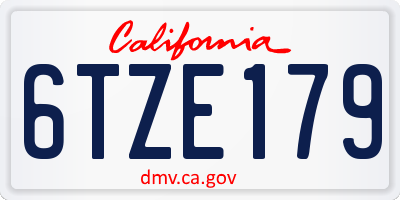 CA license plate 6TZE179