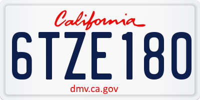 CA license plate 6TZE180