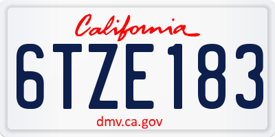 CA license plate 6TZE183