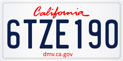 CA license plate 6TZE190