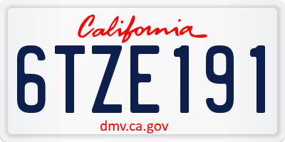 CA license plate 6TZE191