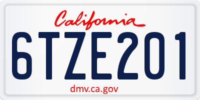 CA license plate 6TZE201