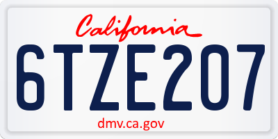 CA license plate 6TZE207