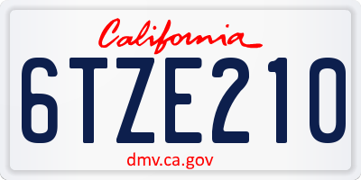 CA license plate 6TZE210