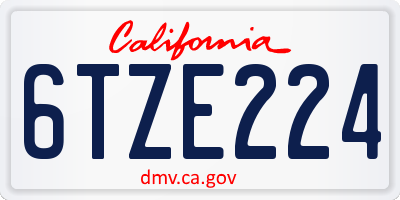 CA license plate 6TZE224