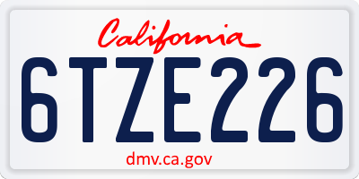 CA license plate 6TZE226