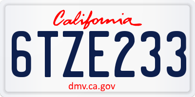 CA license plate 6TZE233