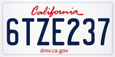 CA license plate 6TZE237