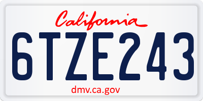 CA license plate 6TZE243