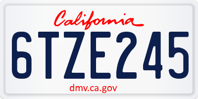 CA license plate 6TZE245