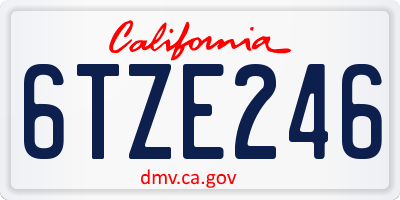 CA license plate 6TZE246